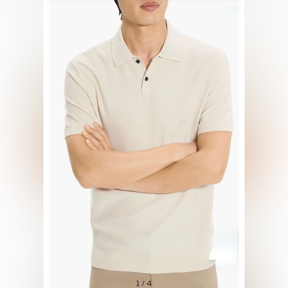 Men's THEORY SORIS T LIGHT POLO ALABASTER LARGE